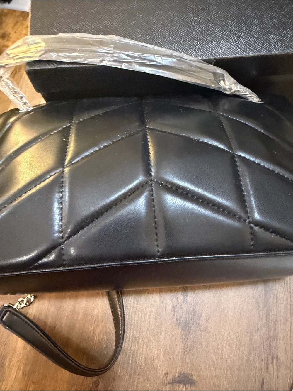 Black Quilted Leather Shoulder Bag with Silver YSL Logo - Picture 5 of 13